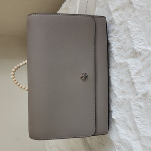 NWT Tory Burch Emerson Combo Cross Body Gray Heron